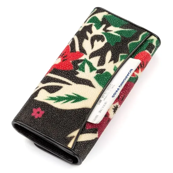 Гаманець жіночий STINGRAY LEATHER 18034 із натуральної шкіри морського ската Чорний