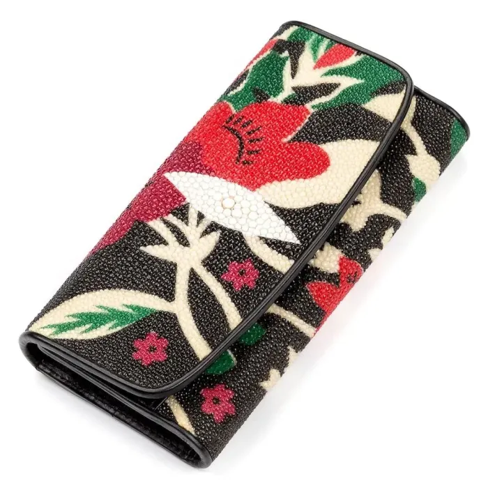 Гаманець жіночий STINGRAY LEATHER 18034 із натуральної шкіри морського ската Чорний