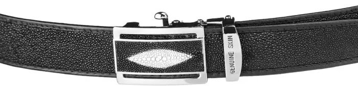Ремінь-автомат STINGRAY LEATHER 18003 із натуральної шкіри морського ската Чорний