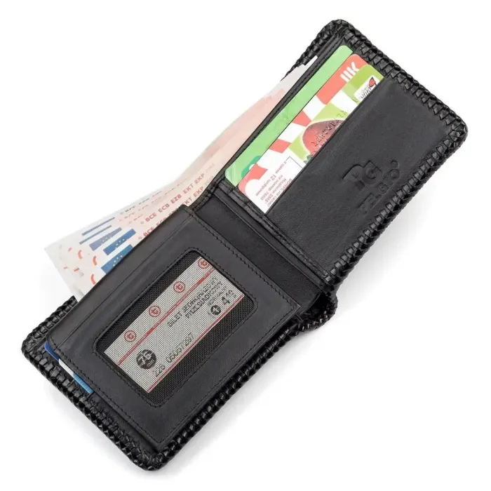 Портмоне CROCODILE LEATHER 18004 із натуральної шкіри крокодила Чорне