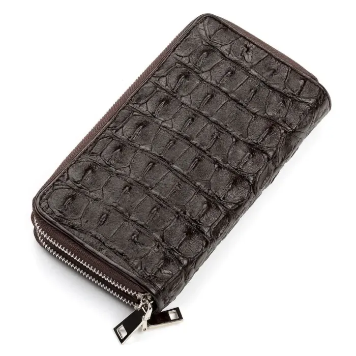 Мужской клатч CROCODILE LEATHER 18006 из натуральной кожи крокодила Коричневый
