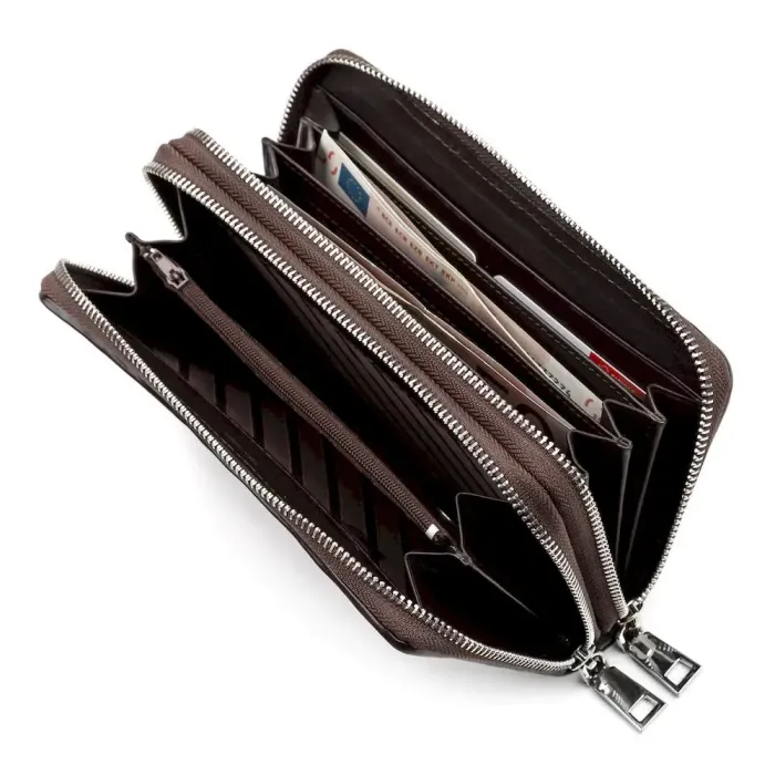 Мужской клатч CROCODILE LEATHER 18006 из натуральной кожи крокодила Коричневый