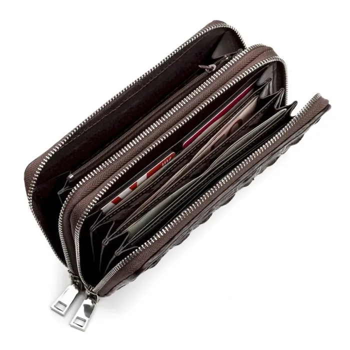 Мужской клатч CROCODILE LEATHER 18006 из натуральной кожи крокодила Коричневый