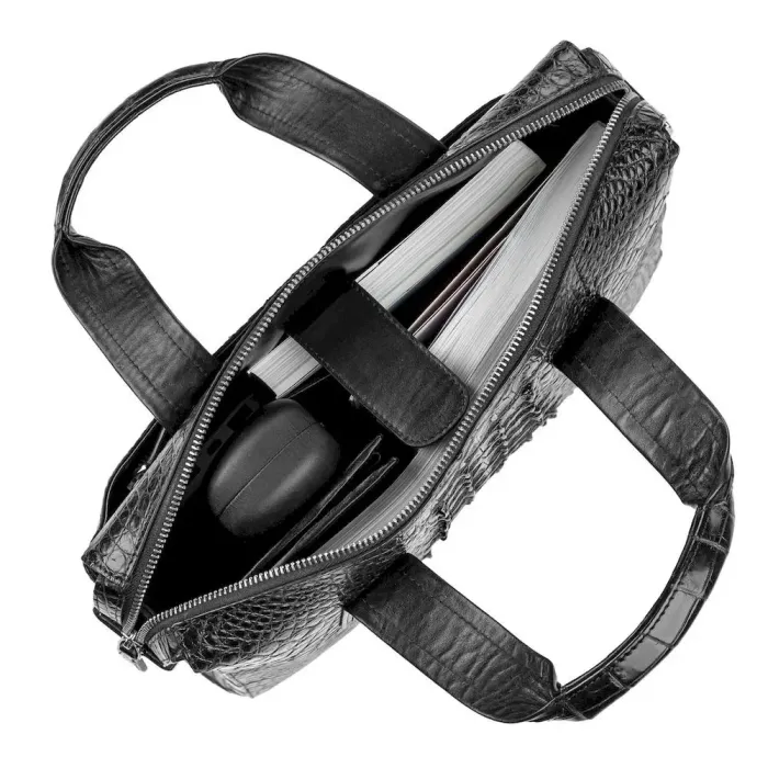 Сумка CROCODILE LEATHER 18022 із натуральної шкіри крокодила Чорна
