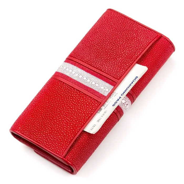 Гаманець жіночий STINGRAY LEATHER 18028 із натуральної шкіри морського ската Червоний