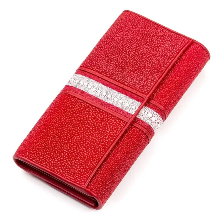 Гаманець жіночий STINGRAY LEATHER 18028 із натуральної шкіри морського ската Червоний