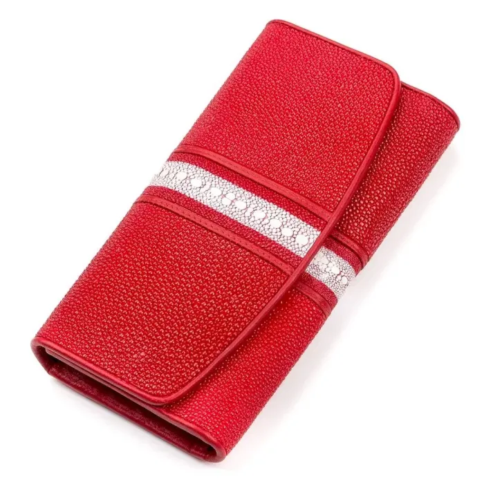 Гаманець жіночий STINGRAY LEATHER 18028 із натуральної шкіри морського ската Червоний