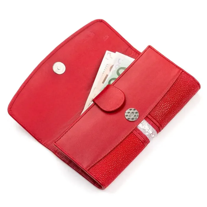 Гаманець жіночий STINGRAY LEATHER 18028 із натуральної шкіри морського ската Червоний