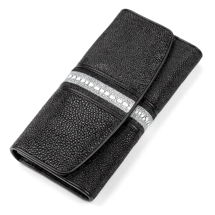 Гаманець жіночий STINGRAY LEATHER 18029 із натуральної шкіри морського ската Чорний