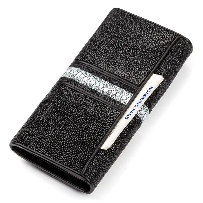 Гаманець жіночий STINGRAY LEATHER 18029 із натуральної шкіри морського ската Чорний