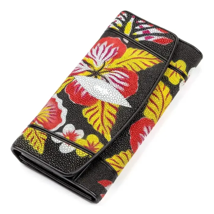 Гаманець жіночий STINGRAY LEATHER 18032 із натуральної шкіри морського ската Чорний