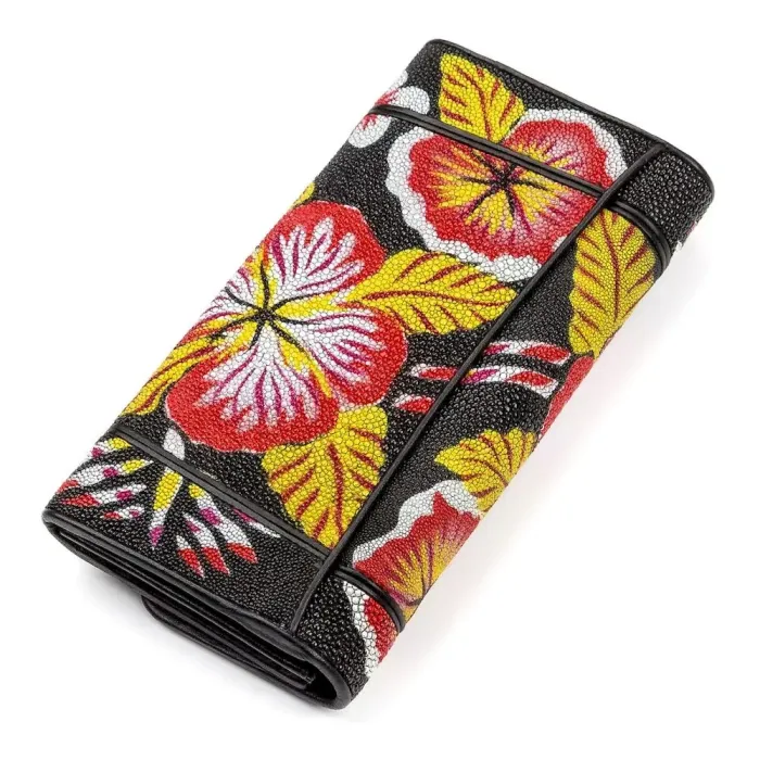 Гаманець жіночий STINGRAY LEATHER 18032 із натуральної шкіри морського ската Чорний