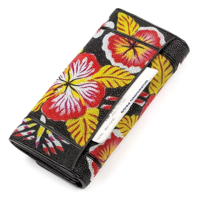 Гаманець жіночий STINGRAY LEATHER 18032 із натуральної шкіри морського ската Чорний