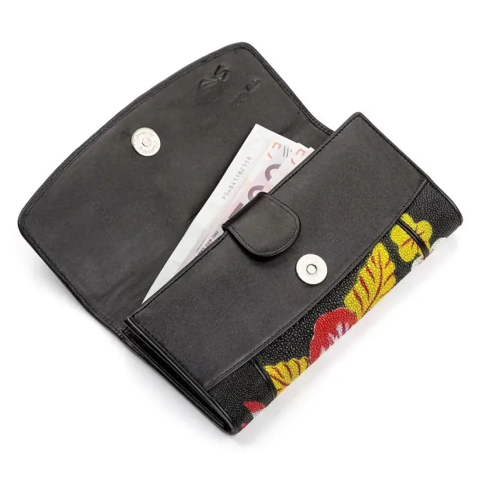 Гаманець жіночий STINGRAY LEATHER 18032 із натуральної шкіри морського ската Чорний