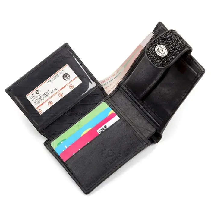 Гаманець STINGRAY LEATHER 18002 із натуральної шкіри морського ската Чорний