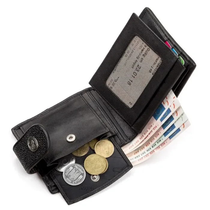 Гаманець STINGRAY LEATHER 18002 із натуральної шкіри морського ската Чорний