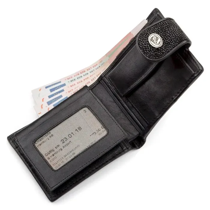 Гаманець STINGRAY LEATHER 18002 із натуральної шкіри морського ската Чорний