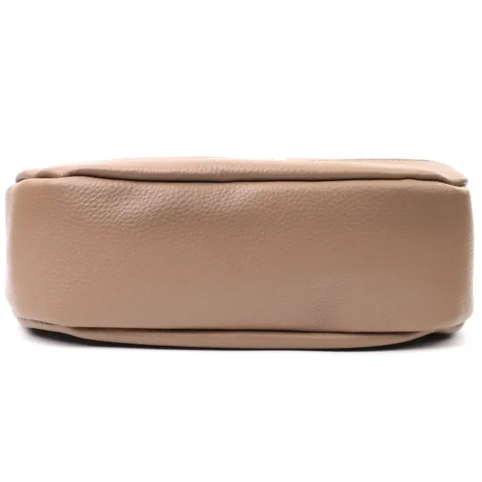 Сумка для жінок з натуральної шкіри через плече з незвичайним бігунком Vintage 22618 Бежева