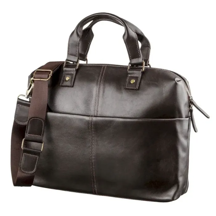 Сумка для ноутбука из гладкой кожи SHVIGEL 11247 Коричневая