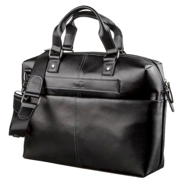 Сумка для ноутбука з гладкої шкіри SHVIGEL 11248 Чорна