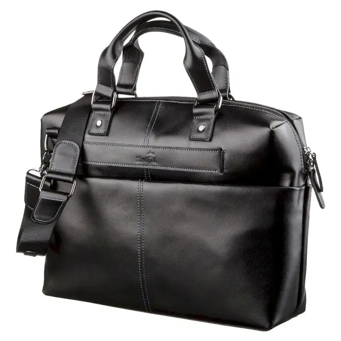 Сумка для ноутбука з гладкої шкіри SHVIGEL 11248 Чорна