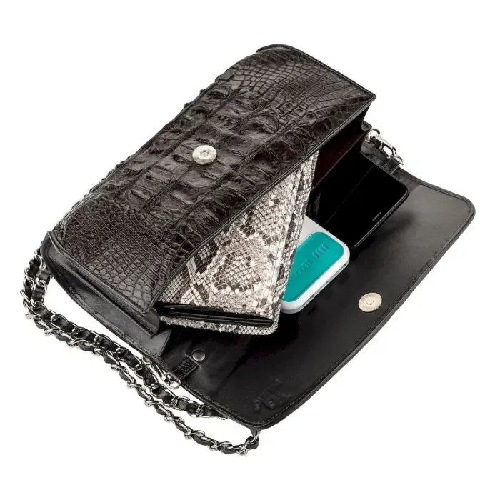 Сумка клатч CROCODILE LEATHER 18243 із натуральної шкіри крокодила Коричнева