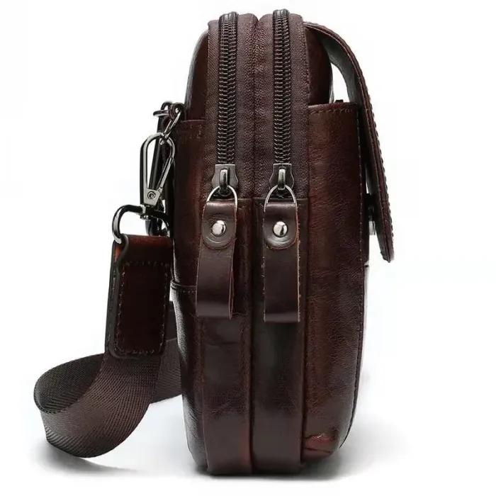 Сумка компактная мужская кожаная Vintage 14938 Коричневая