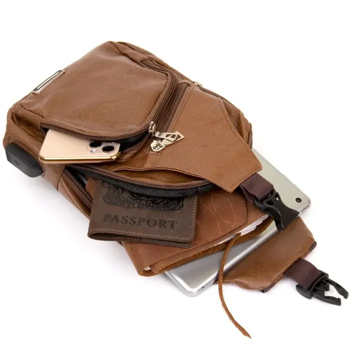 Сумка крос боді з емблемою зі шкірозамінника Vintage 20570 Руда