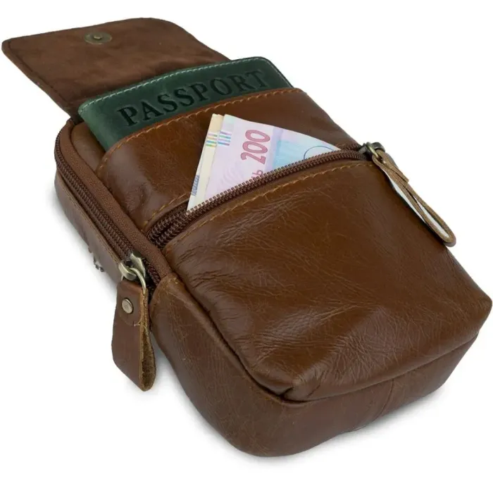 Сумка маленькая мужская кожаная Vintage 14905 Рыжая