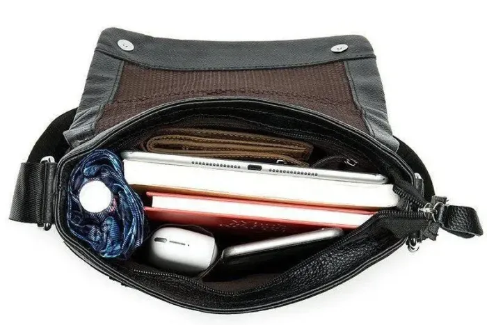 Сумка-месенджер шкіряна флотар Vintage 20031 Чорна