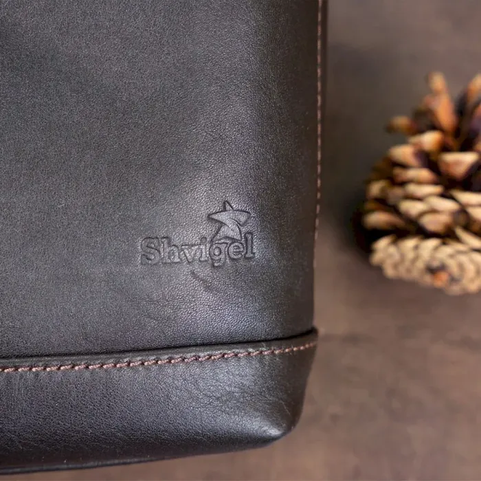 Сумка багатофункціональна чоловіча SHVIGEL 11178 у гладкій шкірі Коричнева