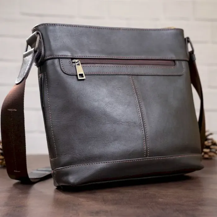 Сумка багатофункціональна чоловіча SHVIGEL 11178 у гладкій шкірі Коричнева