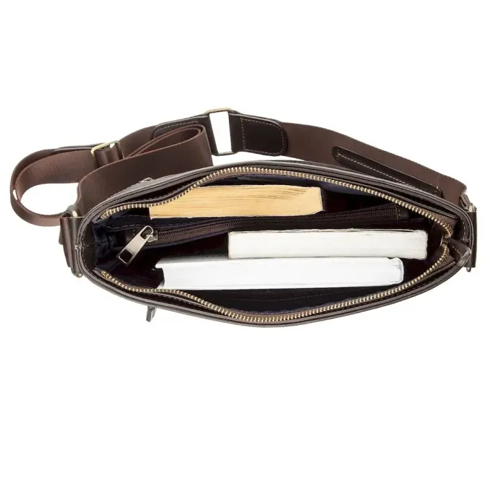 Сумка багатофункціональна чоловіча SHVIGEL 11178 у гладкій шкірі Коричнева