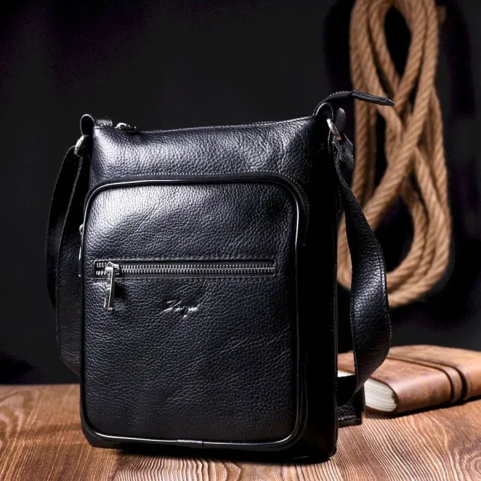 Сумка мужская KARYA 17287 кожаная Черная