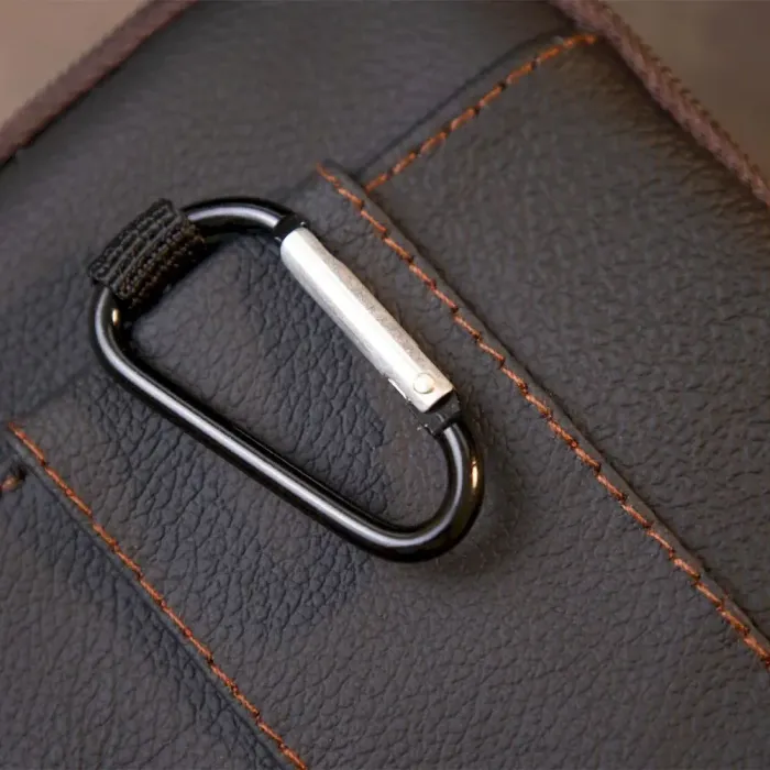 Сумка мужская на пояс на два отделения Vintage 20429 Черная