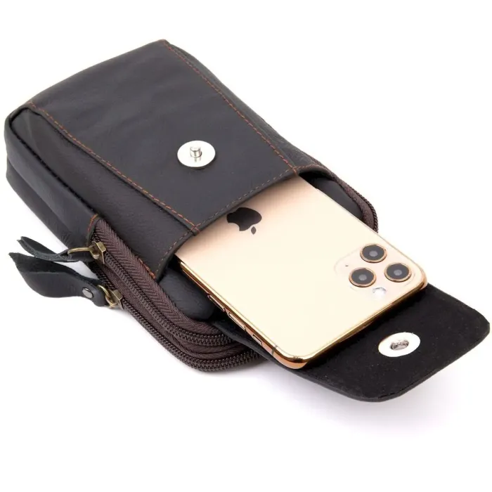 Сумка мужская на пояс на два отделения Vintage 20429 Черная