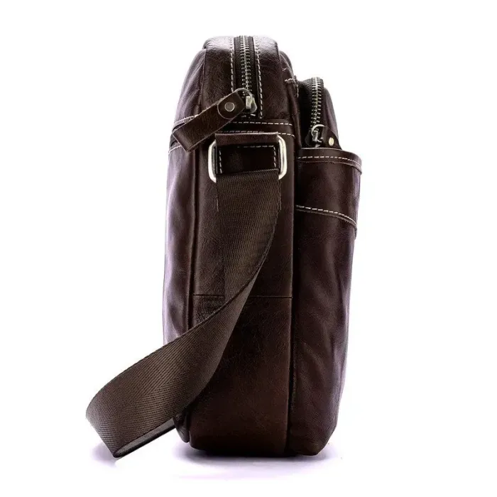 Сумка чоловіча гладка шкіра Vintage 14823 Коричнева