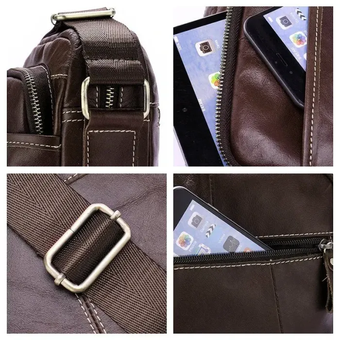 Сумка чоловіча гладка шкіра Vintage 14823 Коричнева