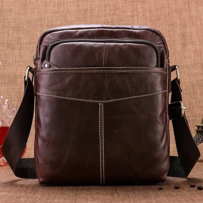 Сумка чоловіча гладка шкіра Vintage 14823 Коричнева
