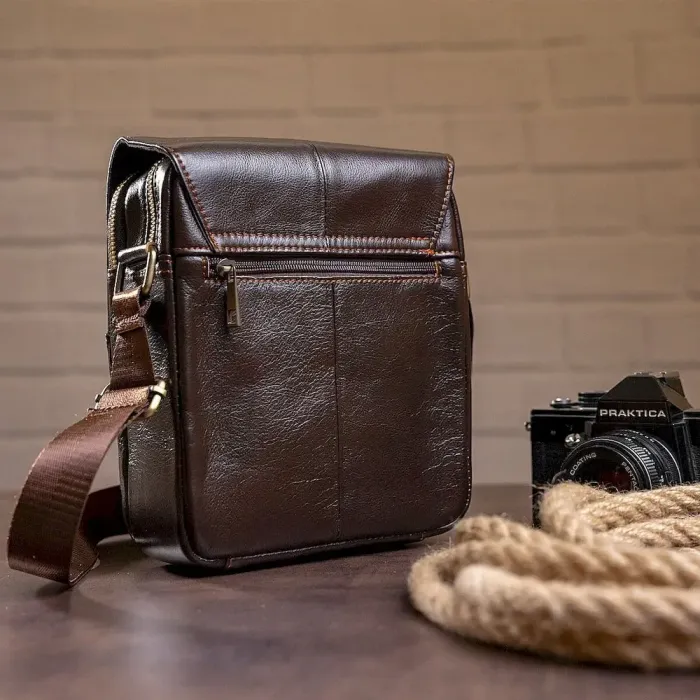 Сумка мужская гладкая Vintage 14733 Коричневая