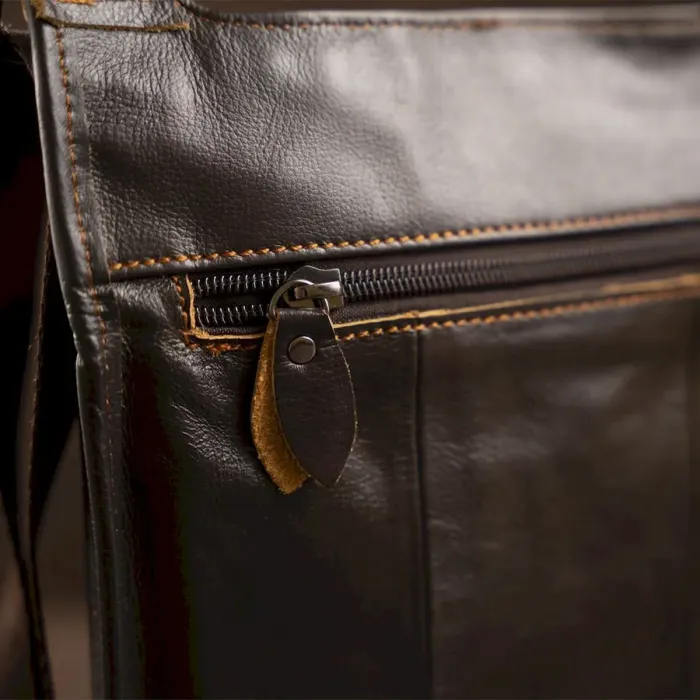 Сумка мужская гладкая Vintage 14742 Коричневая