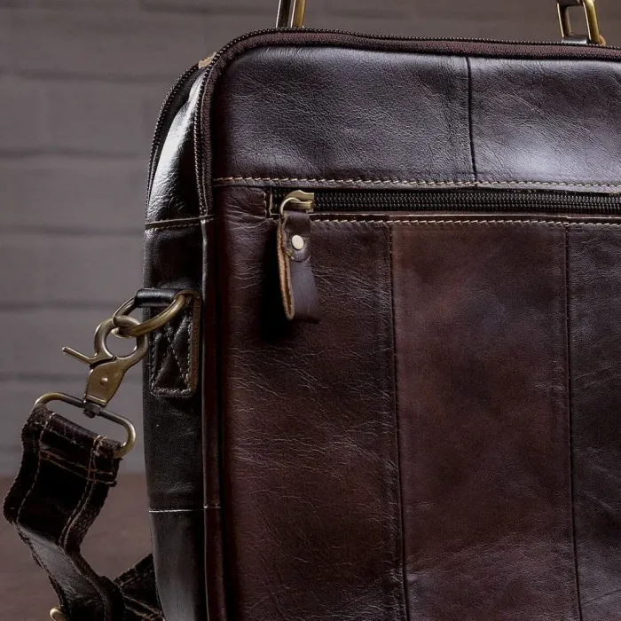 Сумка чоловіча гладка Vintage 14748 Коричнева