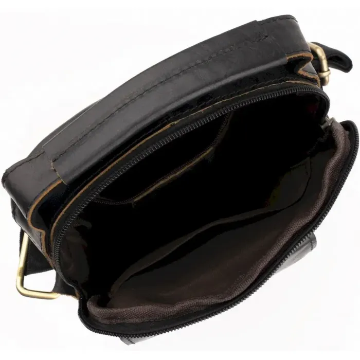 Сумка чоловіча гладка Vintage 14765 Чорна