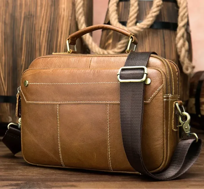 Сумка чоловіча горизонтальна зі шкіри Vintage 20005 Руда