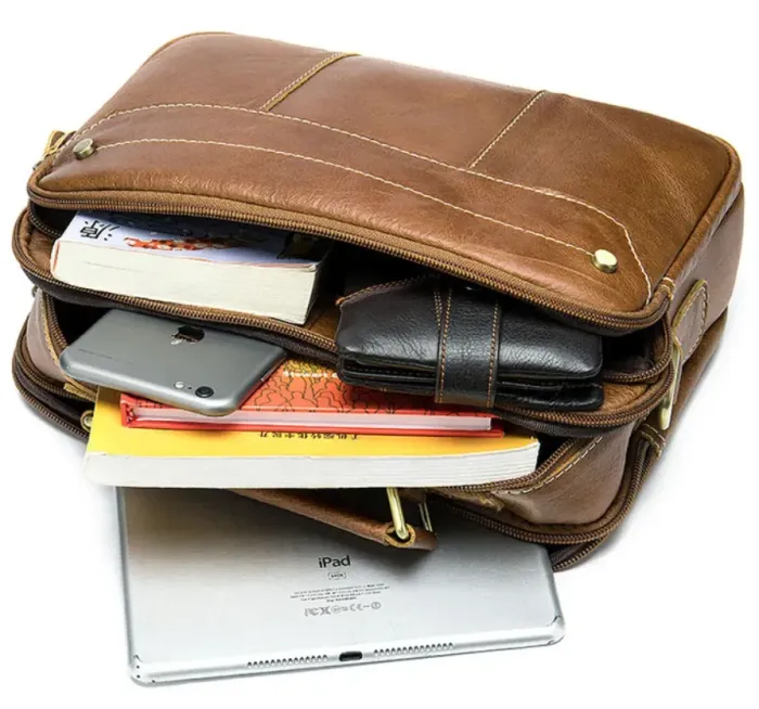 Сумка чоловіча горизонтальна зі шкіри Vintage 20005 Руда