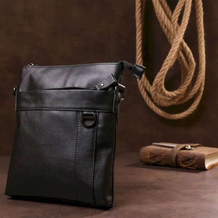 Сумка мужская из кожи флотар Vintage 20024 Черная