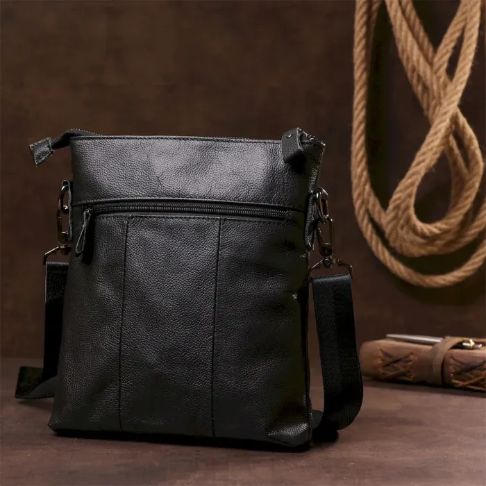 Сумка мужская из кожи флотар Vintage 20024 Черная