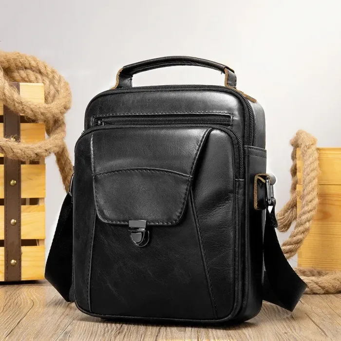 Сумка чоловіча із щільної шкіри 14995 Vintage Чорна