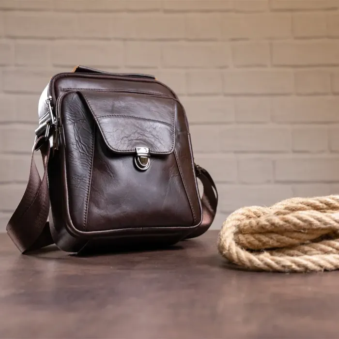 Сумка чоловіча із щільної шкіри 14996 Vintage Коричнева
