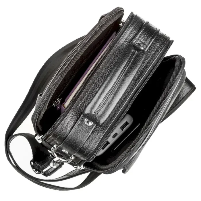 Сумка чоловіча KARYA 17225 шкіряна Чорна